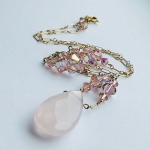 14K Gold filled Rose Quartz necklace